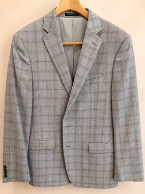 Calvin Klein Men's Slim Fit Plaid Suit Jacket Wool